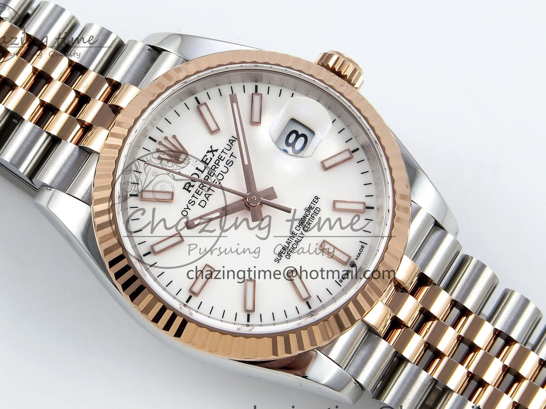MiroTime 1222 DateJust 36 126231 APF 1:1 Best Edition 904L Steel White Sitck Dial on SS RG Jubilee Bracelet VR OnTrend 1589